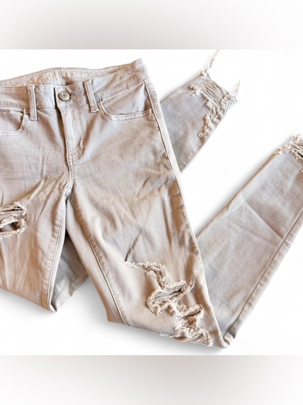 American Eagle Distressed Super Stretch X Jeggings - Gray - Size 4
